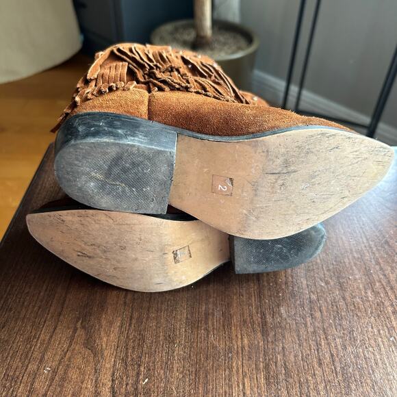 SHYANNE GIRLS' FRINGE SNIP TOE WESTERN BOOTS size 2 brown leather - Picture 9 of 9